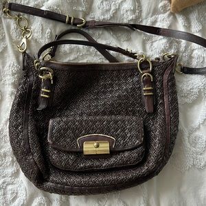 Brown leather coach bag